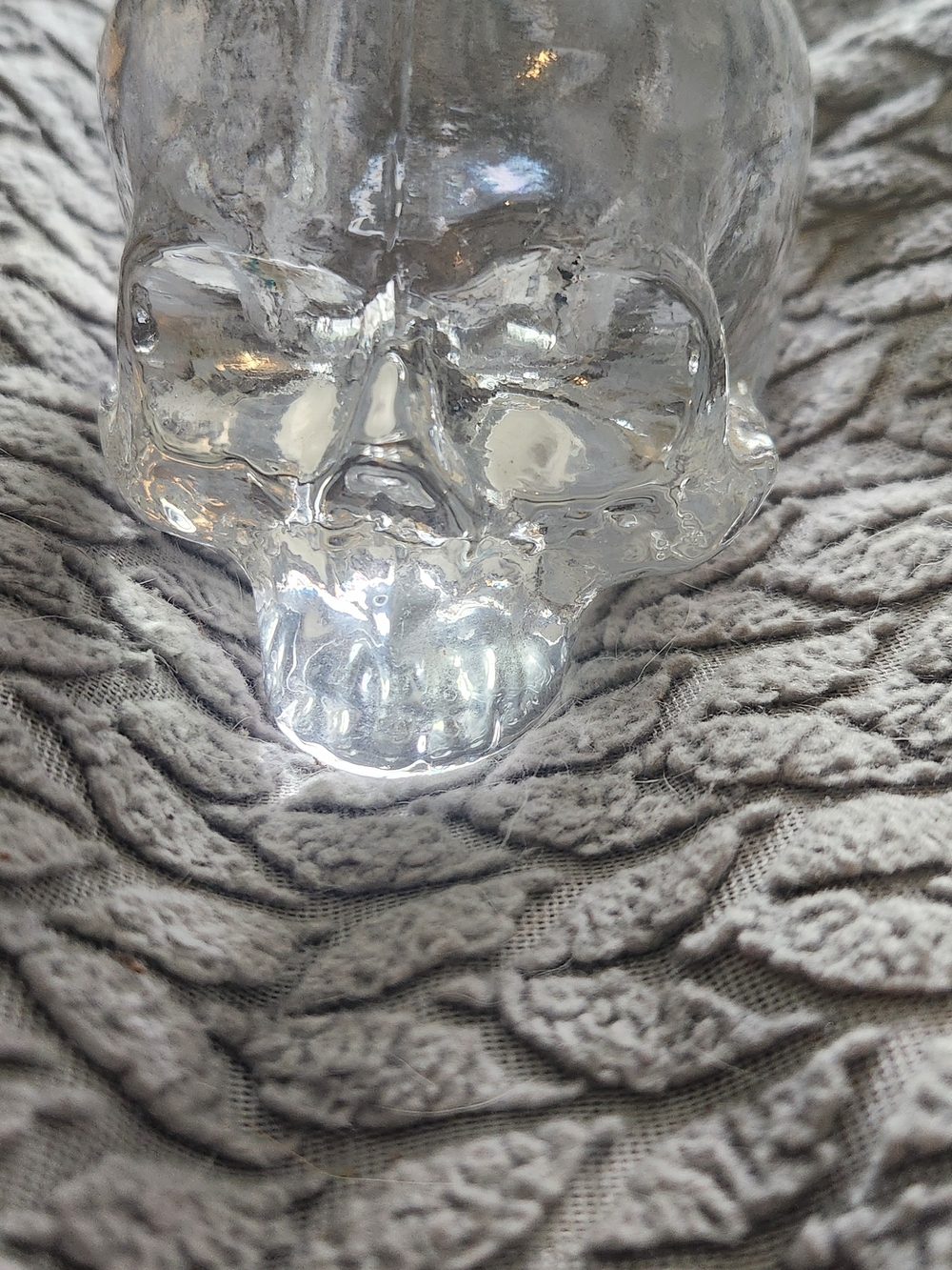 Clear Glass Skull Decorative Vase